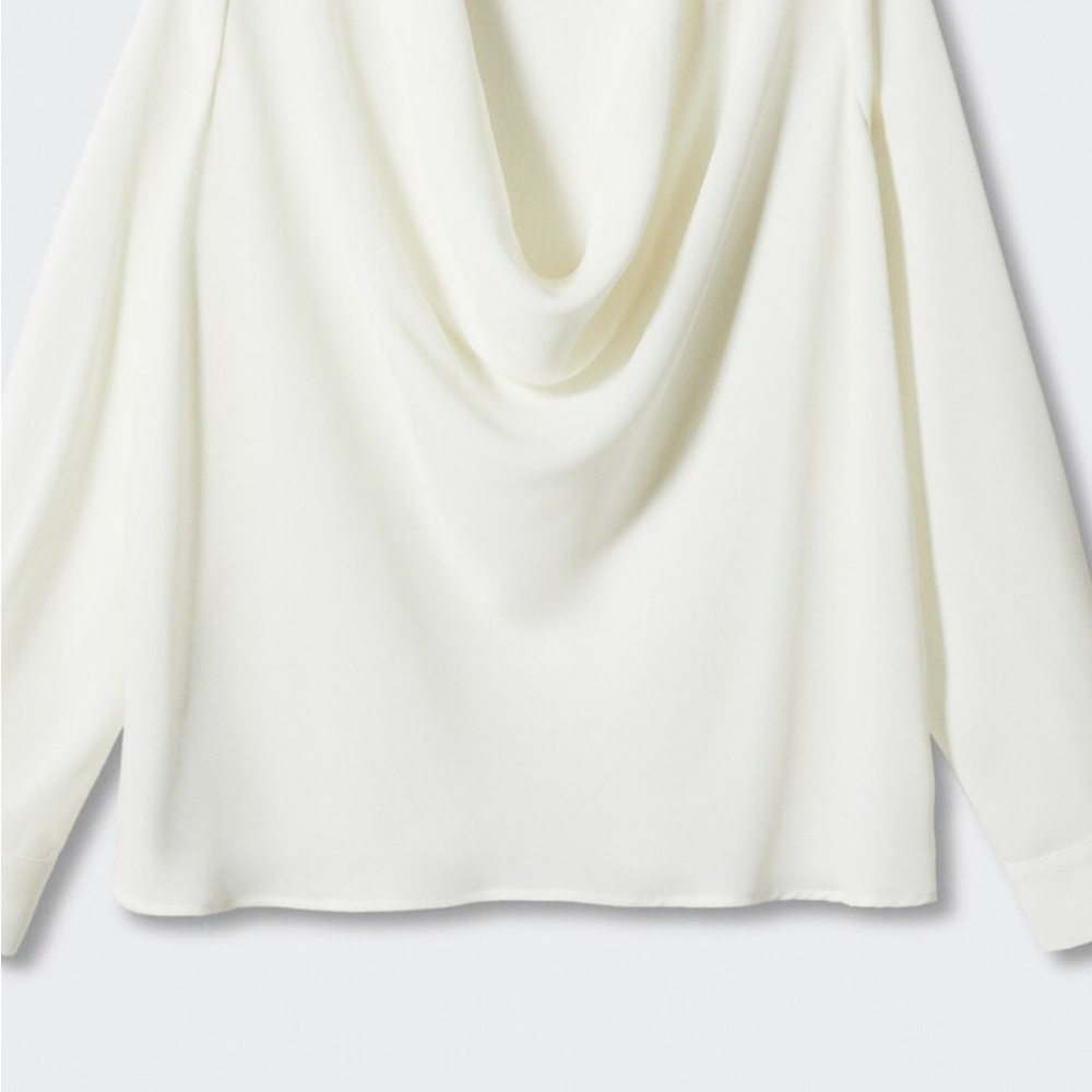 Mango Cream Cowl Neck Top with Elegant Draping